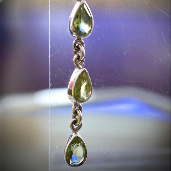 Sterling Silver Peridot Drop Earrings - Picture 4 of 5